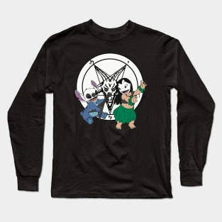 Black Metal Lilo and Stitch Long Sleeve T-Shirt